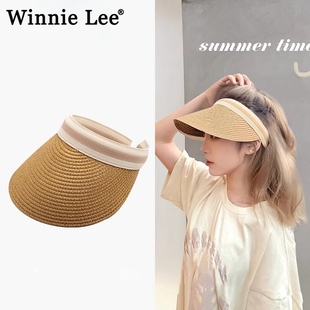 Winnie 拉菲草帽空頂遮陽草編沙灘帽防曬帽子 Lee日本設計師聯名款