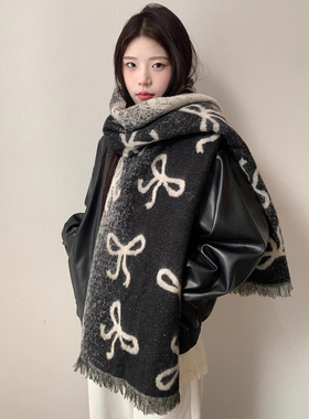 Monstar Lee日本设计师联名款加厚针织围巾女冬保暖围脖披肩两用