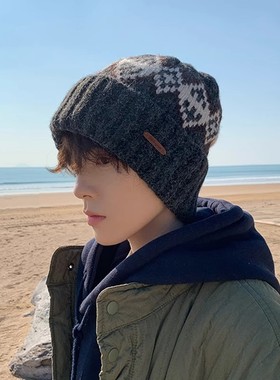 Monstar Lee日本设计师联名款毛线帽子男冬季羊毛针织帽加绒冷帽