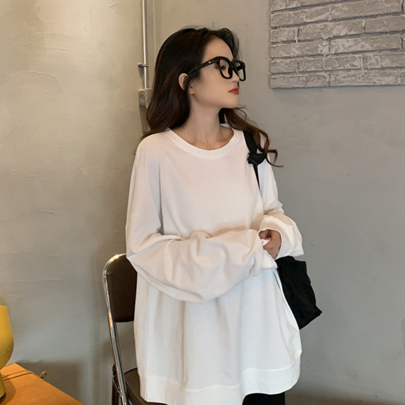 2024 가을 새로운 한국 스타일 풀오버 WEIYI 여성 트렌디 한 솔리드 컬러 중간 길이 스타일 느슨한 BF 게으른 바람 SHANGYI