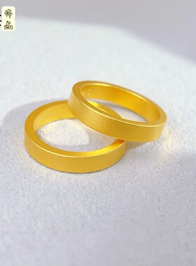 高保色古法传承平安无事戒指男女情侣细沙哑光素圈戒环情侣款指环