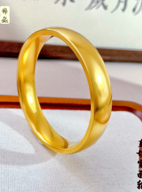 金店同款加厚轮胎手镯女80g素圈泥鳅背宽面新中式高品质纯色手环