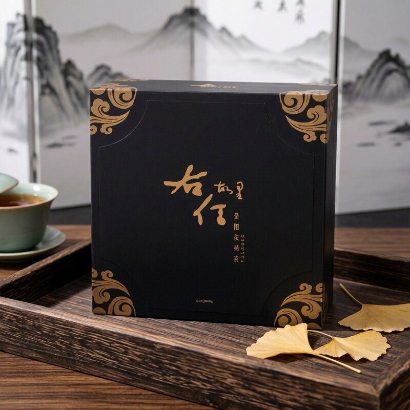 右任故里经典手筑藏茶礼盒900g金花黑茶泾阳茯砖茶旗舰店陕西特产