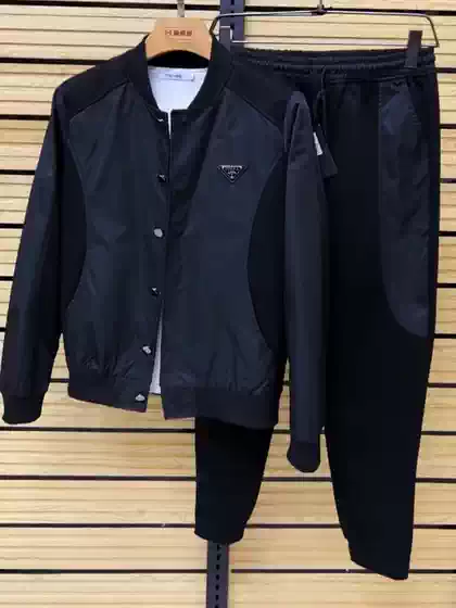 2286 Fall New Versatile Premium Men's Baseball Collar Jacket Two-Piece Set Stylish Comfortable Trendy