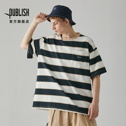Publish Stripe Tee 2021新款撞色条纹宽松T恤潮牌短袖男百搭夏季