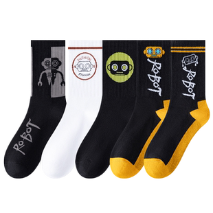 大童袜子男初中生纯棉防臭中筒12岁以上男孩长袜青少年全棉潮袜男