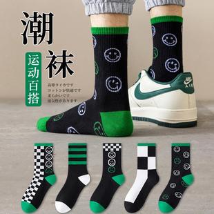 袜子男青少年全棉中筒袜ins秋季 学生100%纯棉防臭运动袜篮球大码