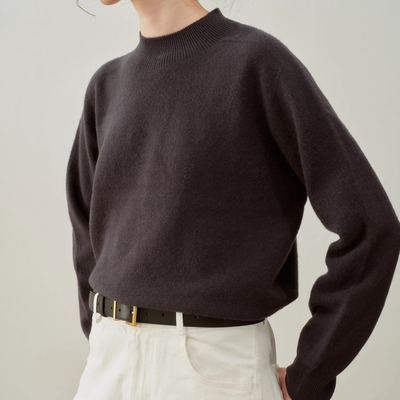 piecebypiece 高级感休闲羊毛中领短绒基础上衣针织毛衣女秋冬