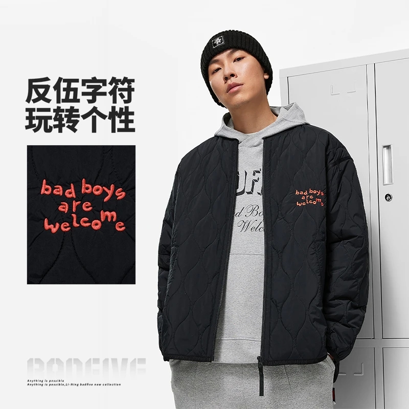 李宁棉服男2023冬季新款反伍休闲宽松保暖防风运动外套AJMT085LL