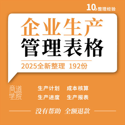 企业公司产品订单生产计划报表成本核算进度统计人员安排表格模板