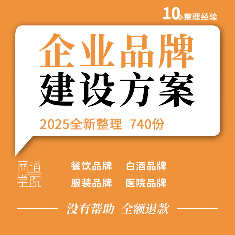 餐饮服装饮料白酒地产教育企业医院品牌塑造战略规划建设方案案例