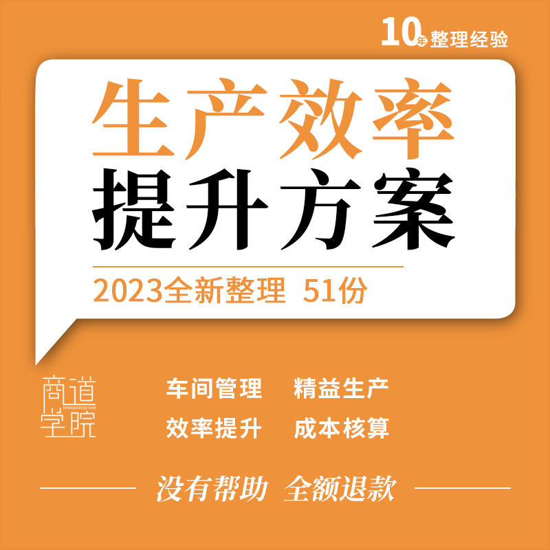 企业公司工厂车间运营管理方案生产效率产能提升方案成本控制核算