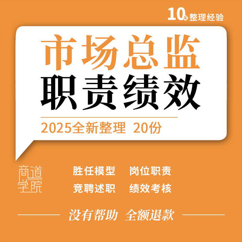 企业公司市场总监竞聘述职胜任素质模型岗位职责绩效考核方案表格