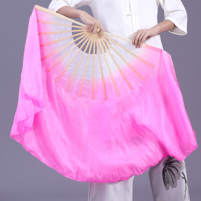 真丝舞蹈扇子双面广场舞胶州秧歌扇古典舞粉色扇子演出表演跳舞扇