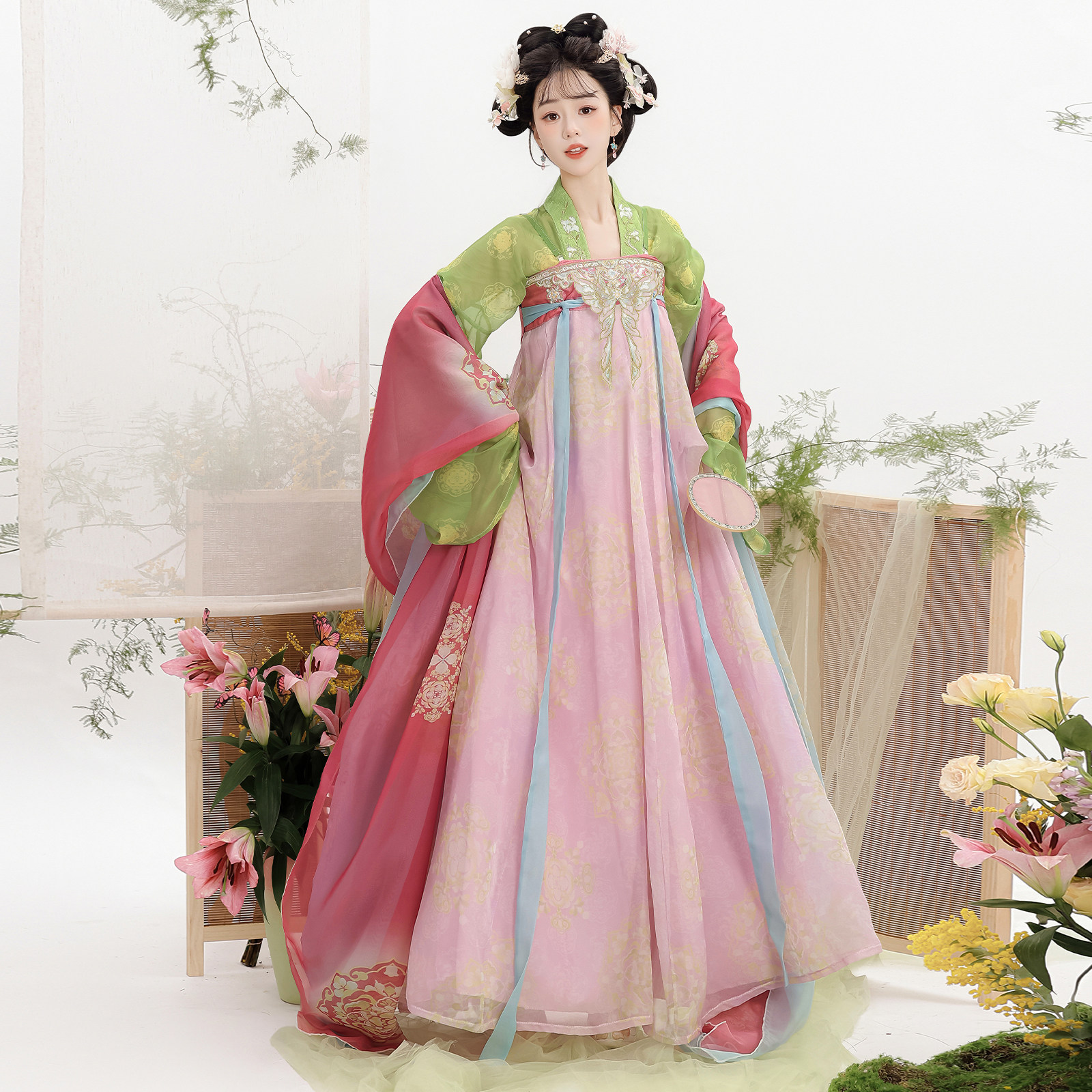 花小衣原创汉服女【踏春辞】唐制齐胸刺绣汉元素古风仙气日常春夏