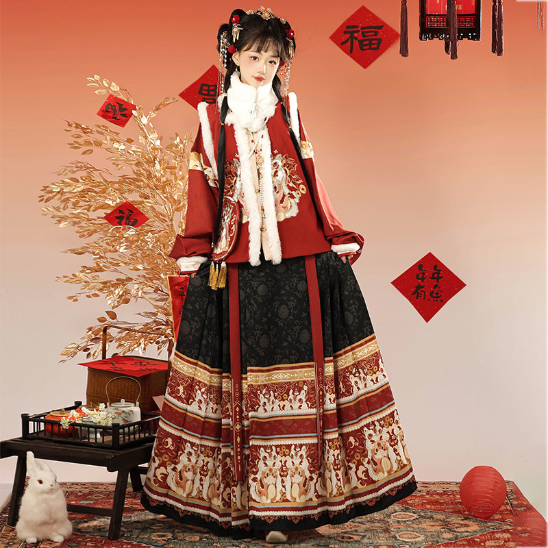 花小衣原创汉服【福熙】明制方领比甲马面裙加厚拜年服秋冬款日常,女装/女士精品,汉服半身裙,淘宝优惠券,粉丝福利购,淘宝优惠卷