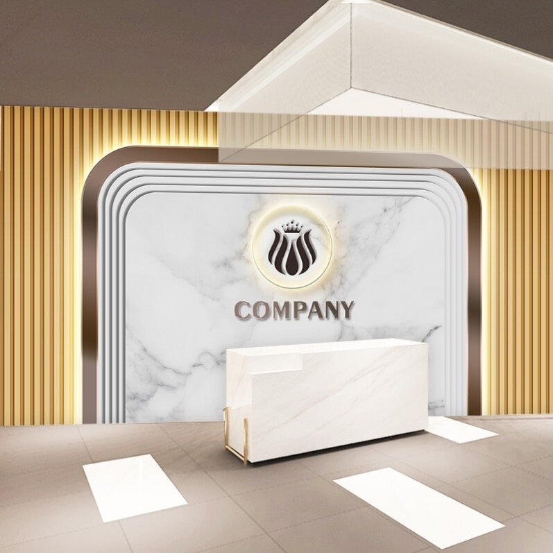 现代简约大理石壁纸轻奢美容院logo墙酒店大堂背景墙美发沙龙壁纸