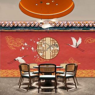 中式故宫红墙纸3D古风剧本杀墙布背景墙壁画中国风餐厅火锅店壁纸