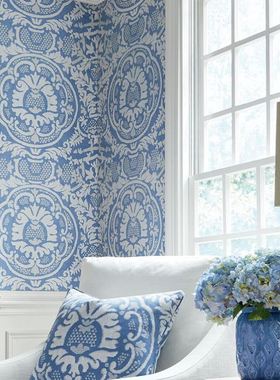 EARL DAMASK 欧式古典圆圈大马士革 卧室客厅背景墙无缝定制壁布