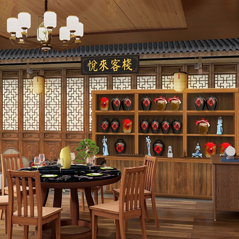 同福客栈壁纸古风直播间卖酒顺口溜白酒背景布江湖武侠小酒馆墙纸