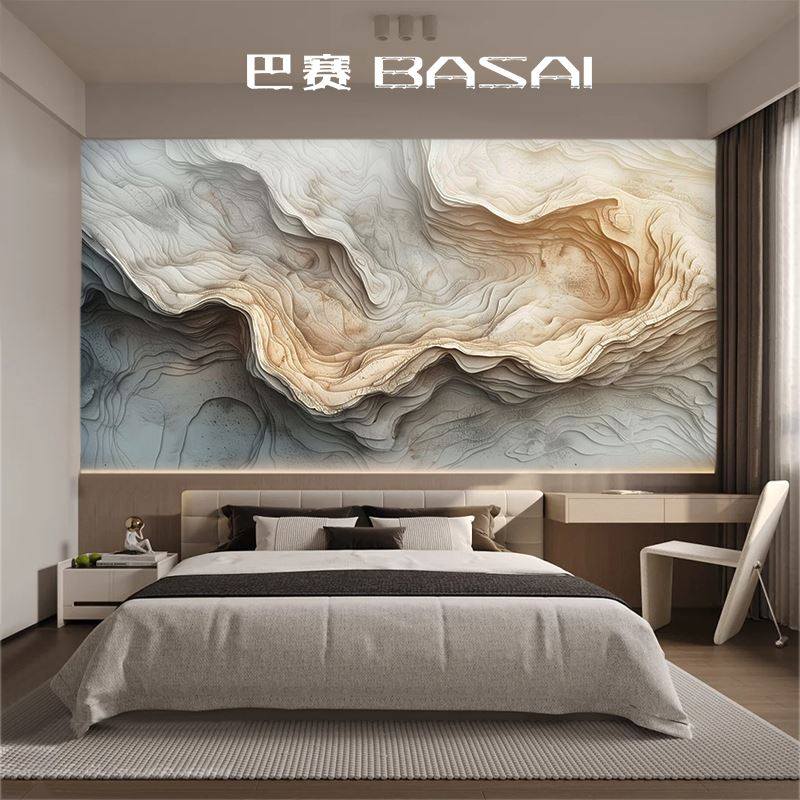 3d立体岩石墙纸工业风仿真石头岩板壁纸酒店民宿房间床头卧室墙布