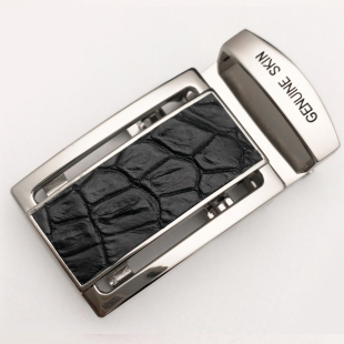 泰国鳄鱼皮带头无牙皮带头3.8cm自动扣腰带4.0无孔无齿扣头裤 带头