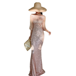 晚礼服裙高端大气女2026新款香槟色鱼尾宴会气质演出服设计感小众