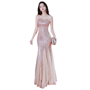 鱼尾晚礼服2026新款爆款女高级设计感轻奢小众宴会气质香槟色吊带