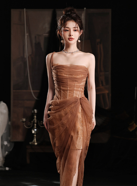 抹胸晚礼服裙轻奢小众高端2025新款高级感宴会女气质超仙森系纱裙