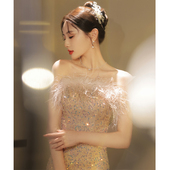 抹胸晚礼服女2026新款 高端气质轻奢小众宴会高级感亮片年会鱼尾裙