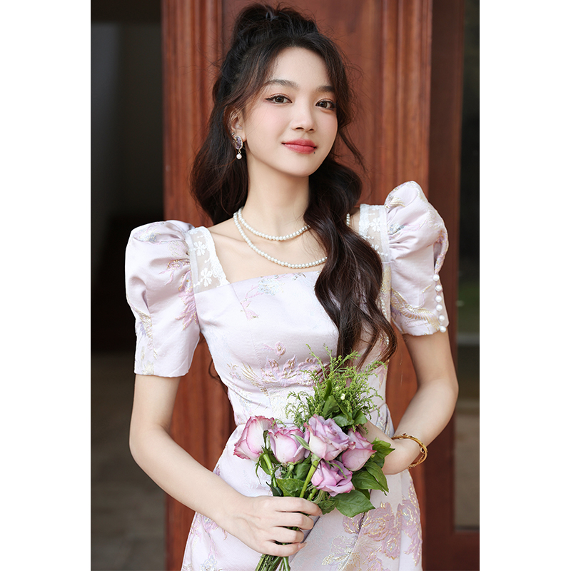 绎冉韩版短袖短裙晚礼服