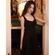 黑色晚礼服裙女2026新款 高级感生日平时可穿轻奢小众高端缎面吊带