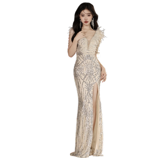 重工晚礼服女2025新款高级感高端年会主持人名媛生日宴会气质鱼尾