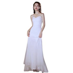 鱼尾晚礼服裙女宴会气质新款2026爆款轻奢小众高端设计感高级白色