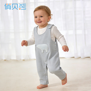 春季 外出洋气婴幼儿长裤 新款 女婴儿连身裤 男宝宝连体裤 儿童背带裤