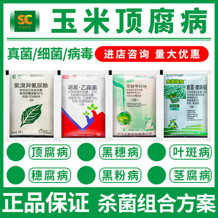玉米顶腐病烂心烂头叶子发黄大小斑病锈病茎基腐病烂穗农药杀菌剂