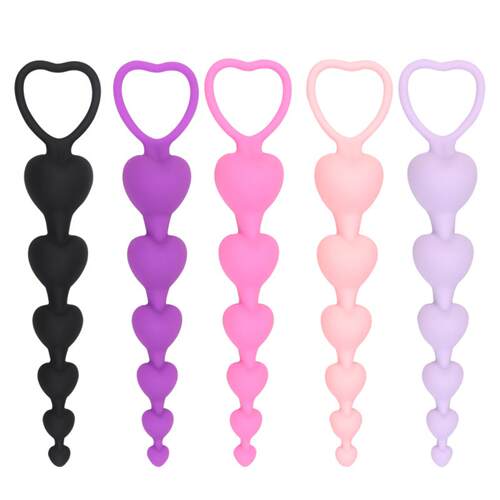 Silicone Heart-shaped Bead Backcourt Anal Plug Going Out sm