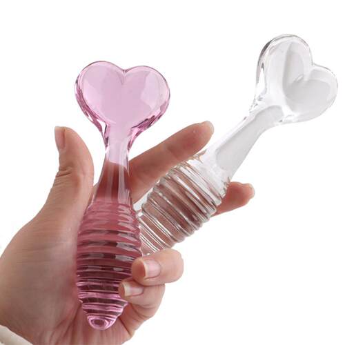 Heart-shaped Striped Crystal Anal Plug Dildo Masturbating Di