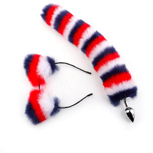 Colorful Fox Tail Anal Plug Metal Backyard Sex Supplies Adul