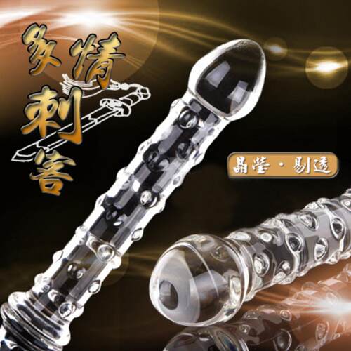 Floating-point anal plug crystal glass penis double-headed d