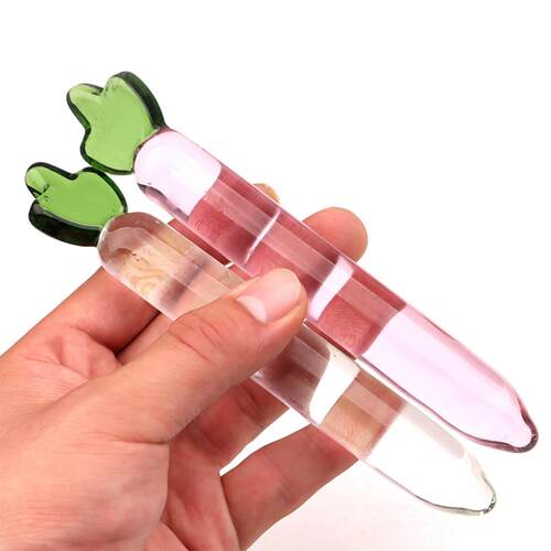 Adult toy carrot-shaped anal plug, crystal glass sex toy mas