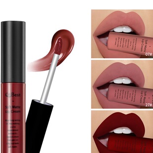 QIBEST跨境34色唇彩哑光不沾杯不掉色唇釉雾面液体口红彩妆批发