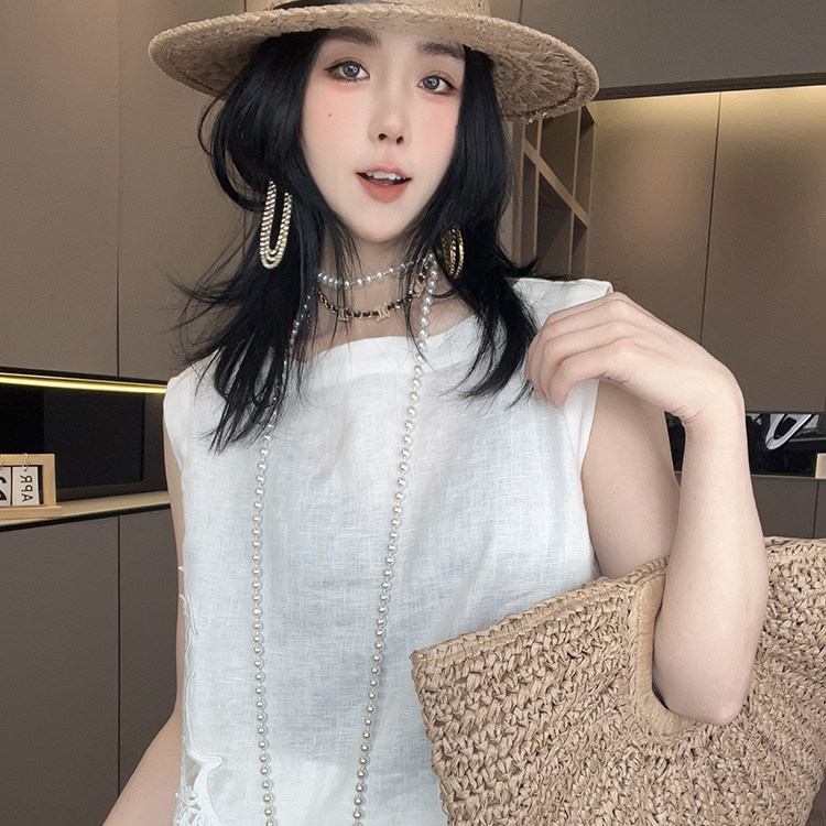 钩花镂空不规则下摆背心高腰阔腿裤纯色套装两件套女2026春季新款