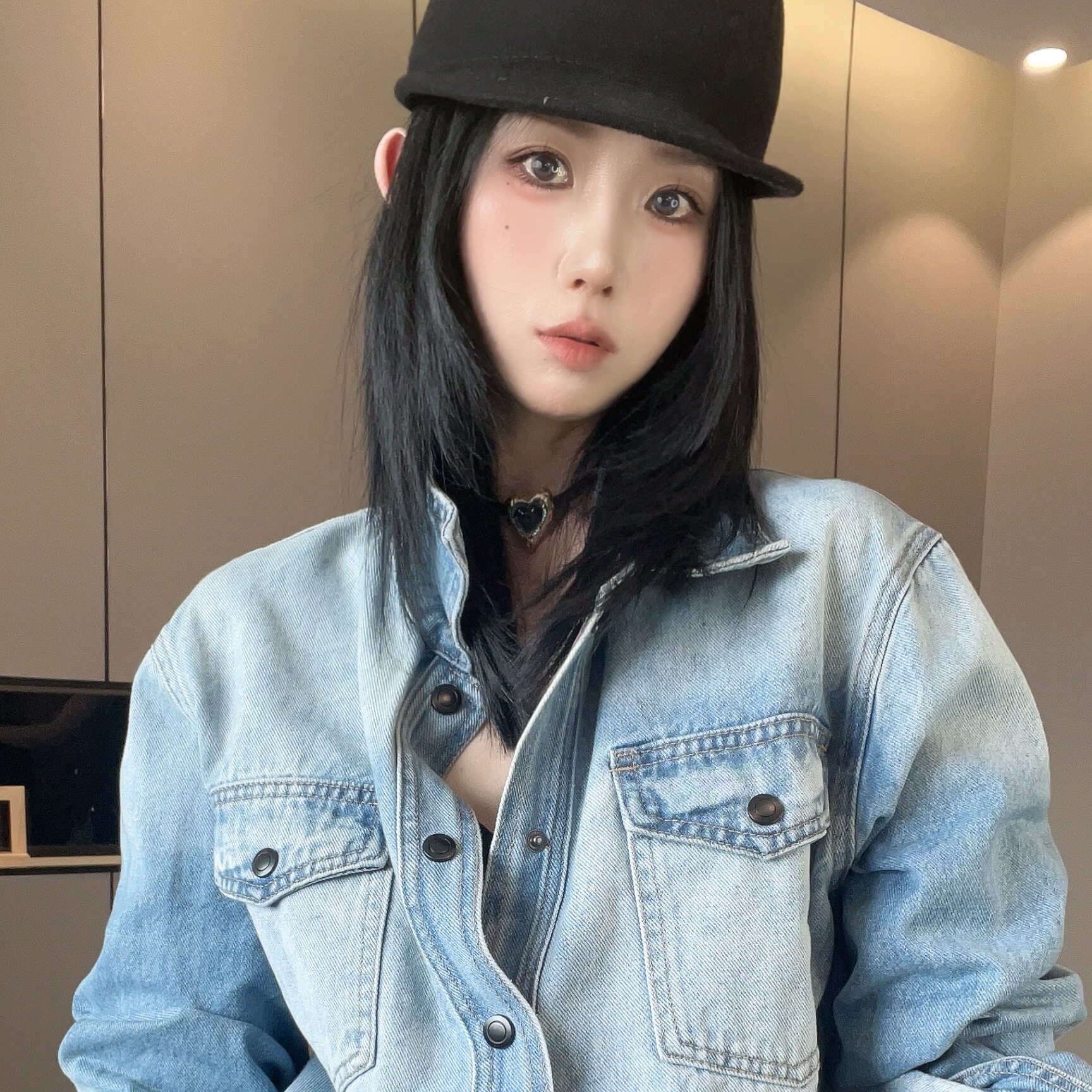 单排扣长袖上衣高腰短裙半身裙时尚牛仔套装两件套女2026早秋新款
