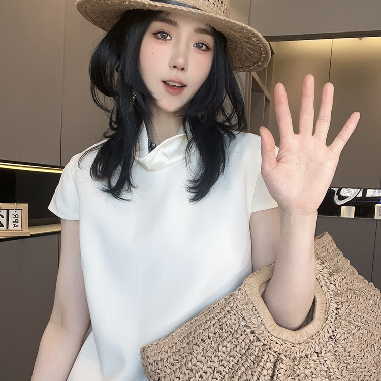 短袖连衣裙女2026夏季新款宽松百搭纯色拼接荷叶边T恤裙半袖裙子