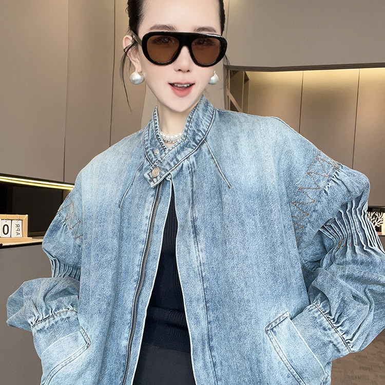 牛仔外套女2026春季新款欧洲站时尚百搭复古灯笼袖夹克长袖上衣
