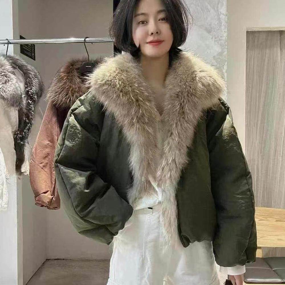 【现货】可拆卸毛领派克羽绒服女2025秋冬新款保暖外套长袖上衣