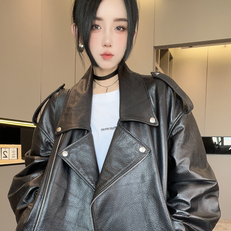 皮衣女2025秋季新款欧洲站高级感宽松纯色绵羊皮真皮外套长袖上衣