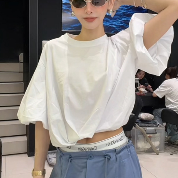 短袖T恤女2026夏季新款欧洲站时尚百搭纯色打底衫圆领半袖上衣