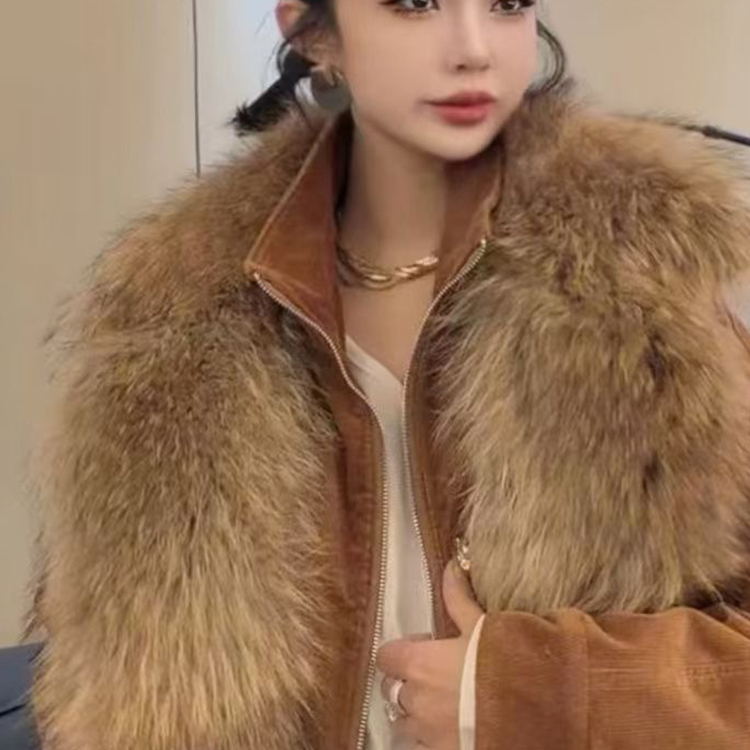 狐狸毛领环保绒派克服女2025冬季新款高级感宽松保暖外套长袖上衣